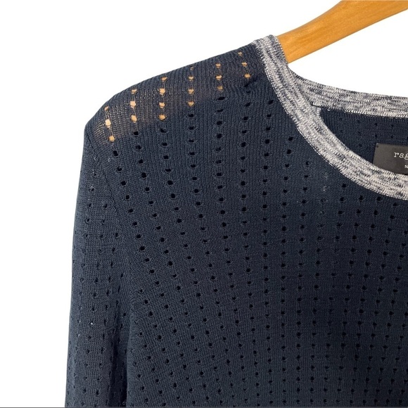 rag & bone Ariana Perforated Split Back Sweater Pullover Size Medium - Picture 8 of 11